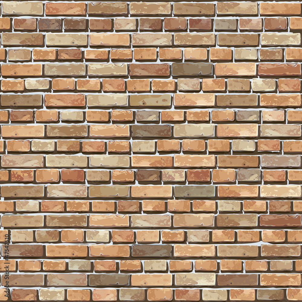 Fototapeta premium Old Red brick wall seamless Vector illustration background