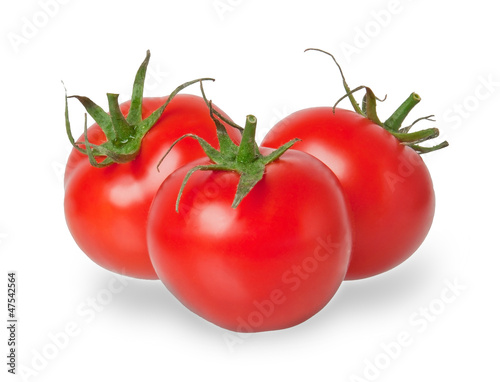 three tomatoes isolated on white background