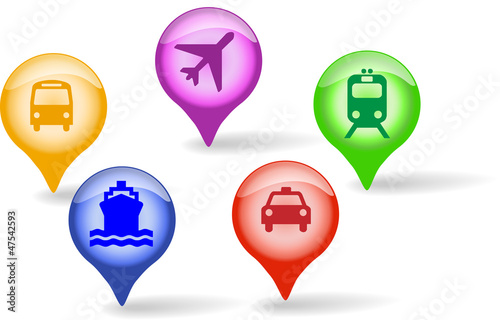 Konstfotografi transportation aqua icons set for web