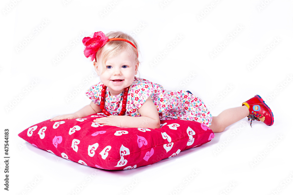 Lovely baby play with a large pillow, Stodio Lovely baby play with a large pillow, Stodio