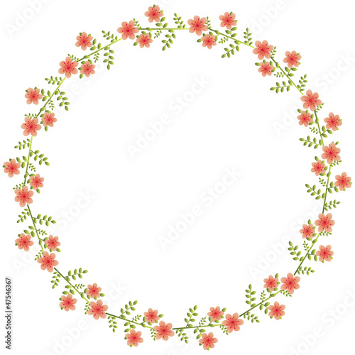 Floral circle with red flowers and leaves