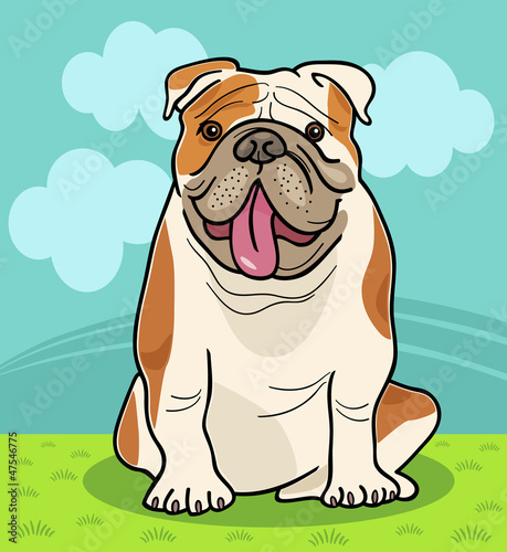 english bulldog dog cartoon illustration