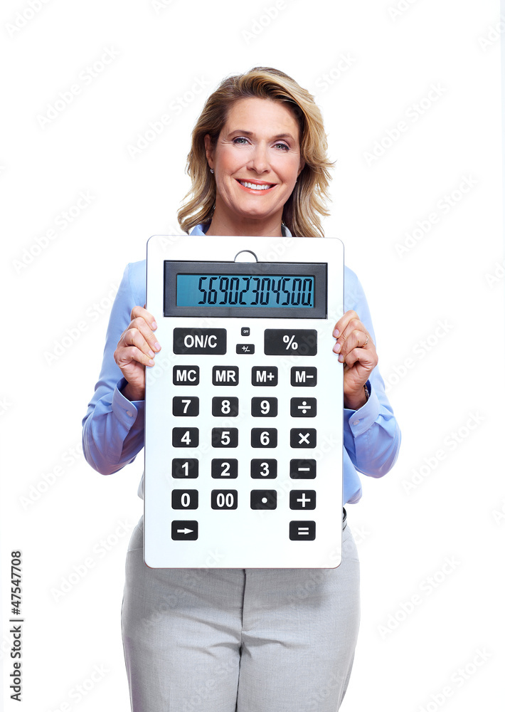 Accountant business woman with a calculator. Accountant business woman with a calculator.