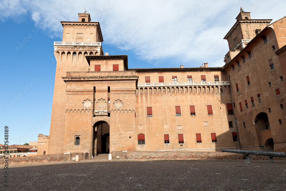 afternoon view of The Castle Estense in Ferrara