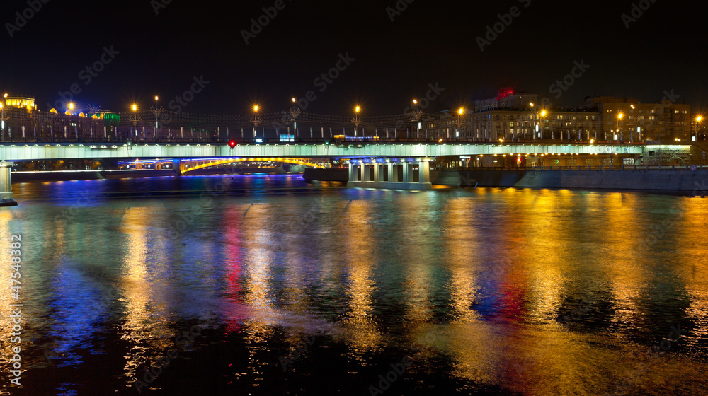 night illumination of Novoarbatsky bridge in Moscow