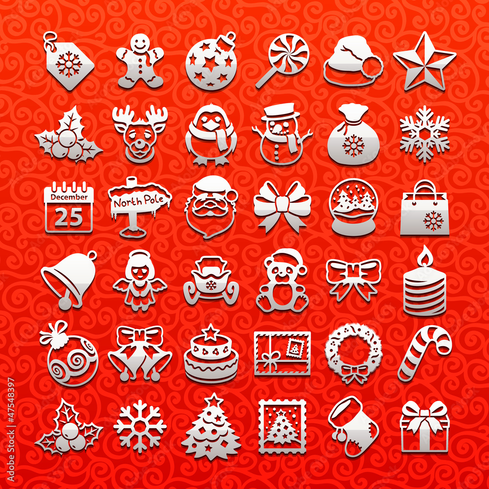 christmas icons - white set christmas icons - white set