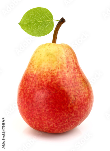 Ripe pear with leaf