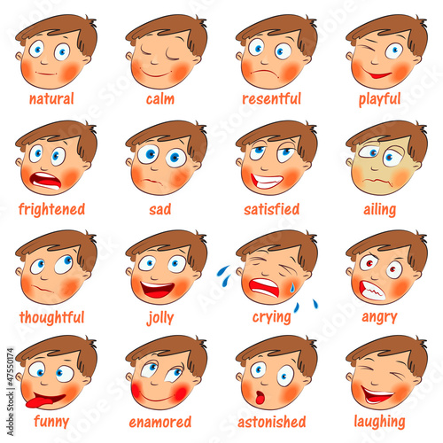 Emotions. Cartoon facial expressions set