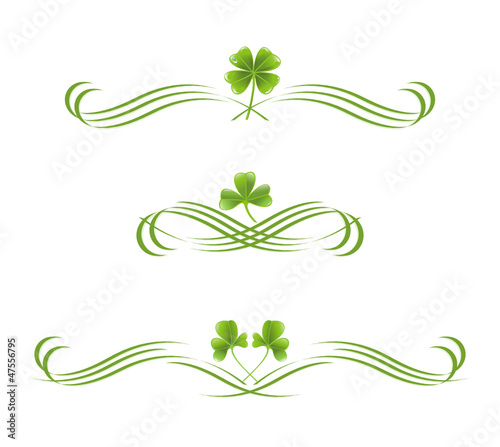Elements in vintage style with clover leafs. Symmetric inward