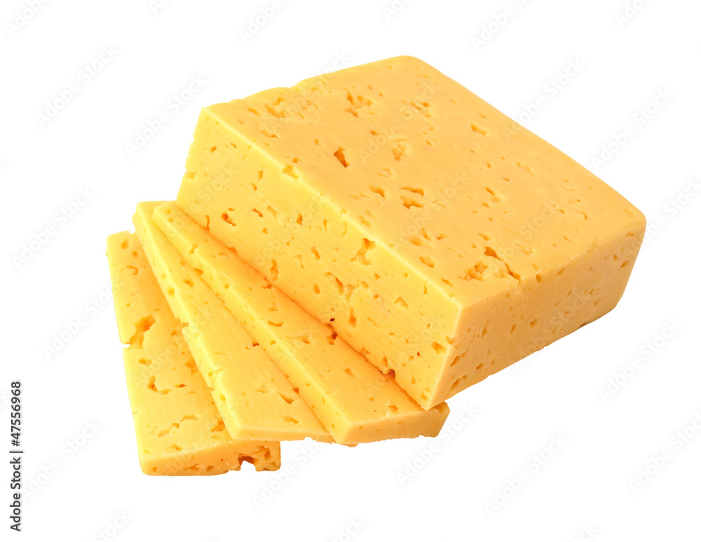 piece of cheese isolated on a white background