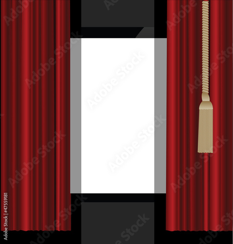 red curtains to theater stage