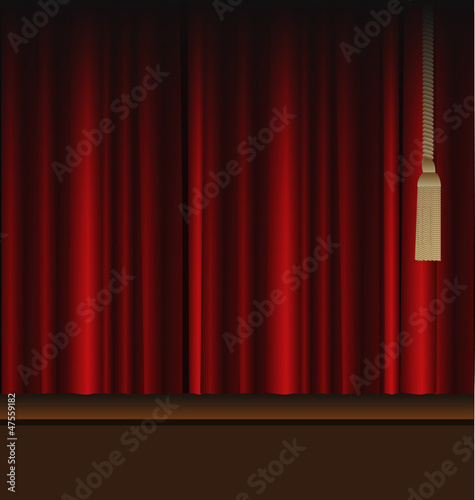 red curtains to theater stage