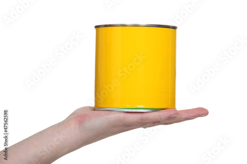 A can of yellow paint