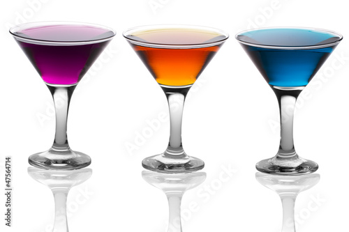 alcoholic martini cocktails isolated on white