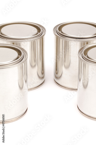 Cans of paint  isolated on white