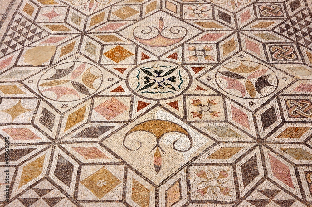 Mosaic floor in the Roman ruin Italica (Santiponce).