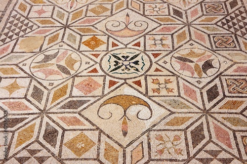 Mosaic floor in the Roman ruin Italica  Santiponce .