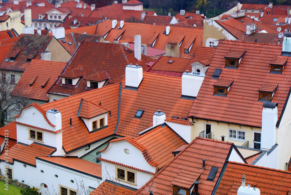 Roofs of historic city of Prague, world heritage UNESCO