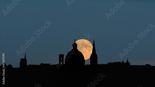 Malta Valletta skyline moonrise photo