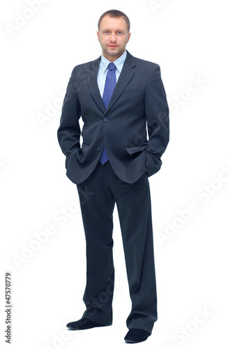 Young business man full body isolated on white background