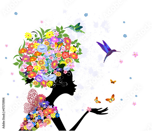 girl fashion flowers
