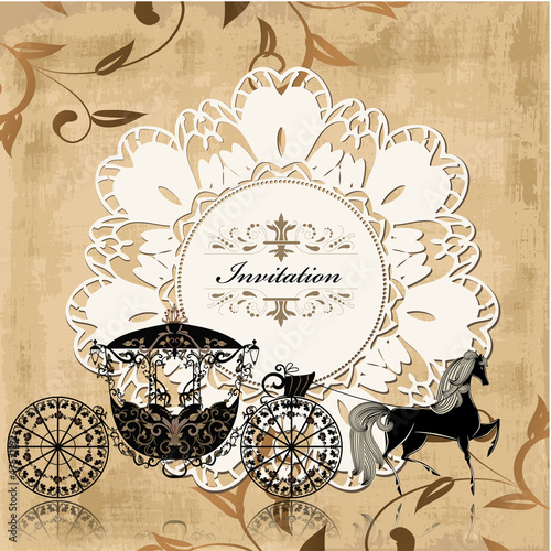 Vintage retro design with carriage and horse