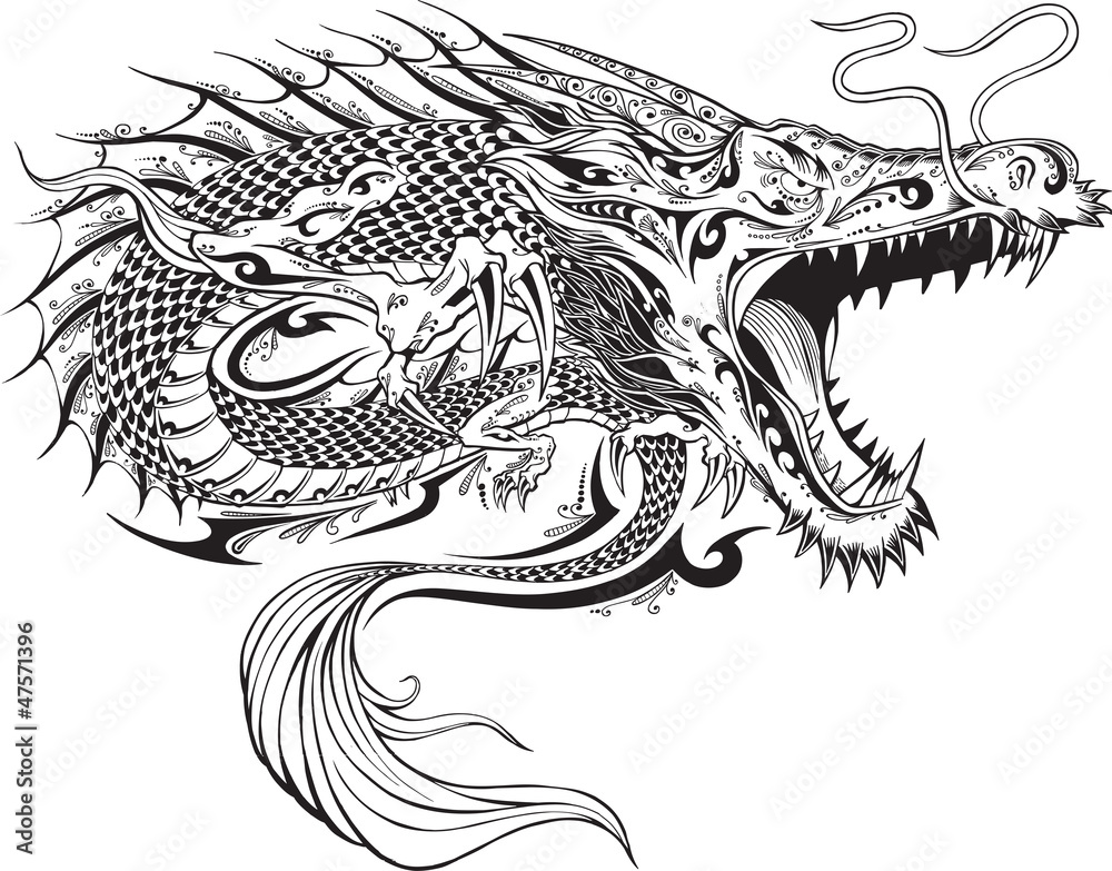 Dragon Doodle Sketch Tattoo Vector Dragon Doodle Sketch Tattoo Vector