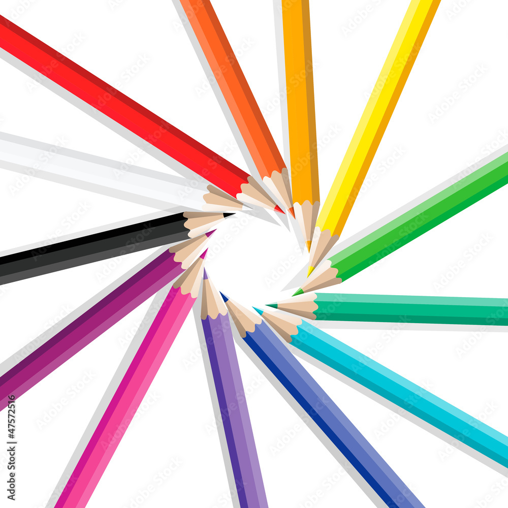Color pencils in a circle