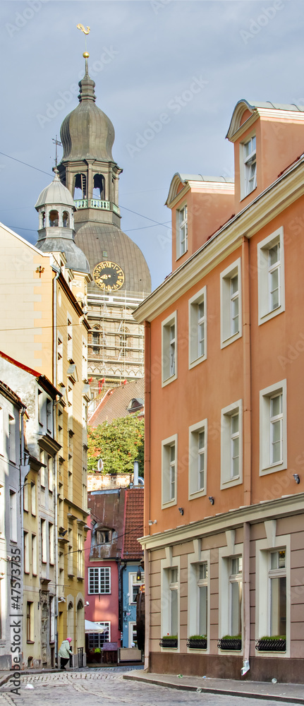 Narrow street of Old Riga, Latvia