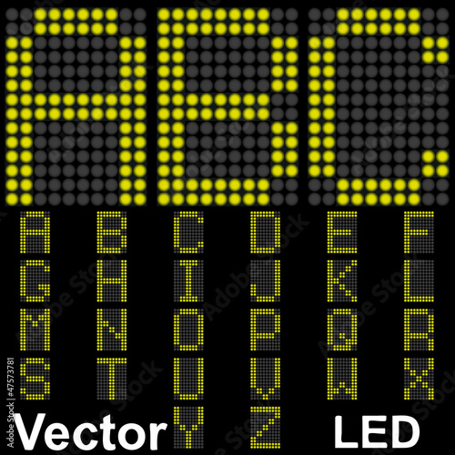 Vector conceptual collection font bright led isolated