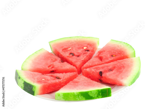 Slice of juicy watermelon. Isolated