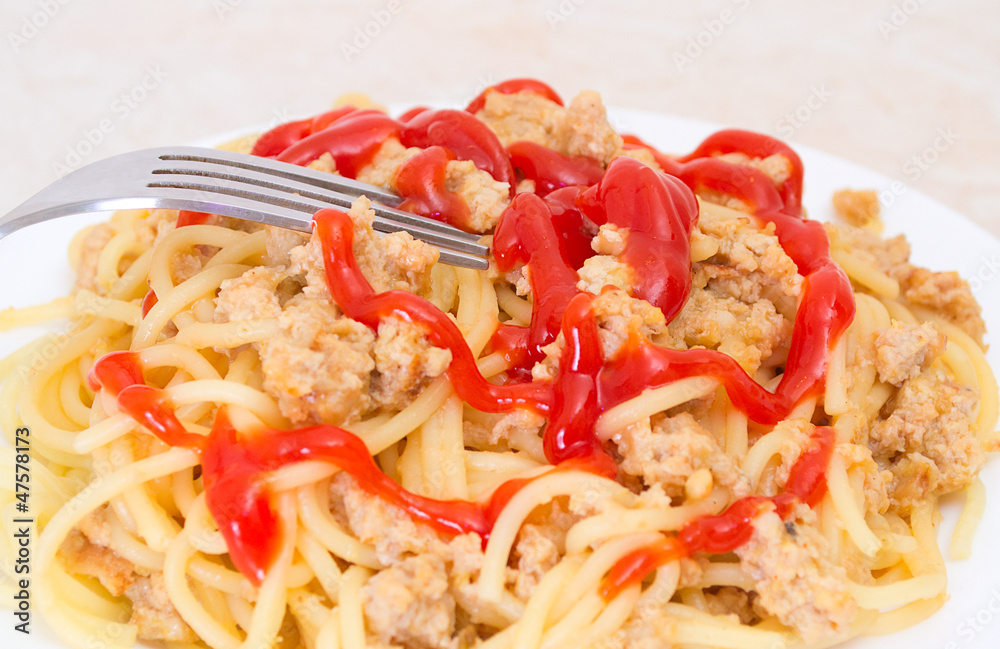 Pasta with minced meat and onions Pasta with minced meat and onions