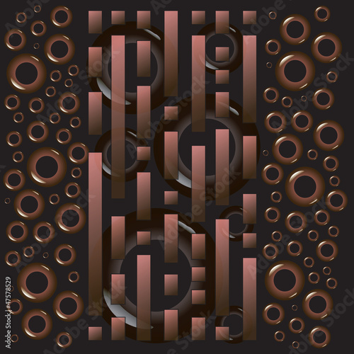 Brown wallpaper from circles and rectangle on dark background