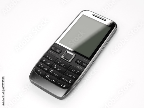 A black cell phone on white background