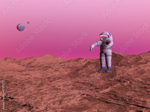First man on Mars planet - 3D render