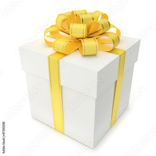 Gift Box with Yellow Ribbon and Bow