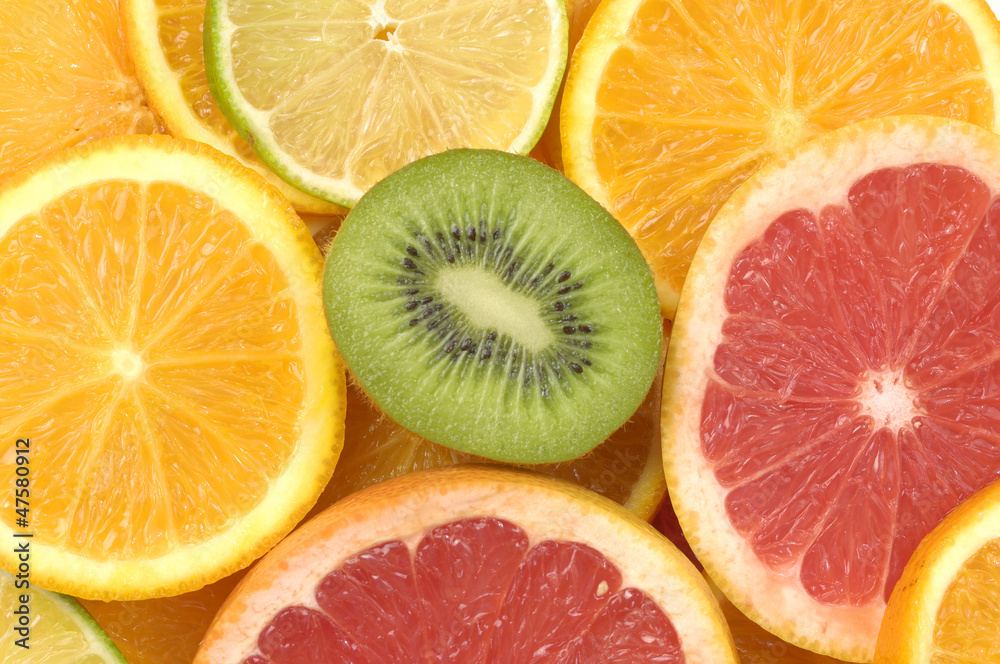 Close up sliced citrus collection Close up sliced citrus collection