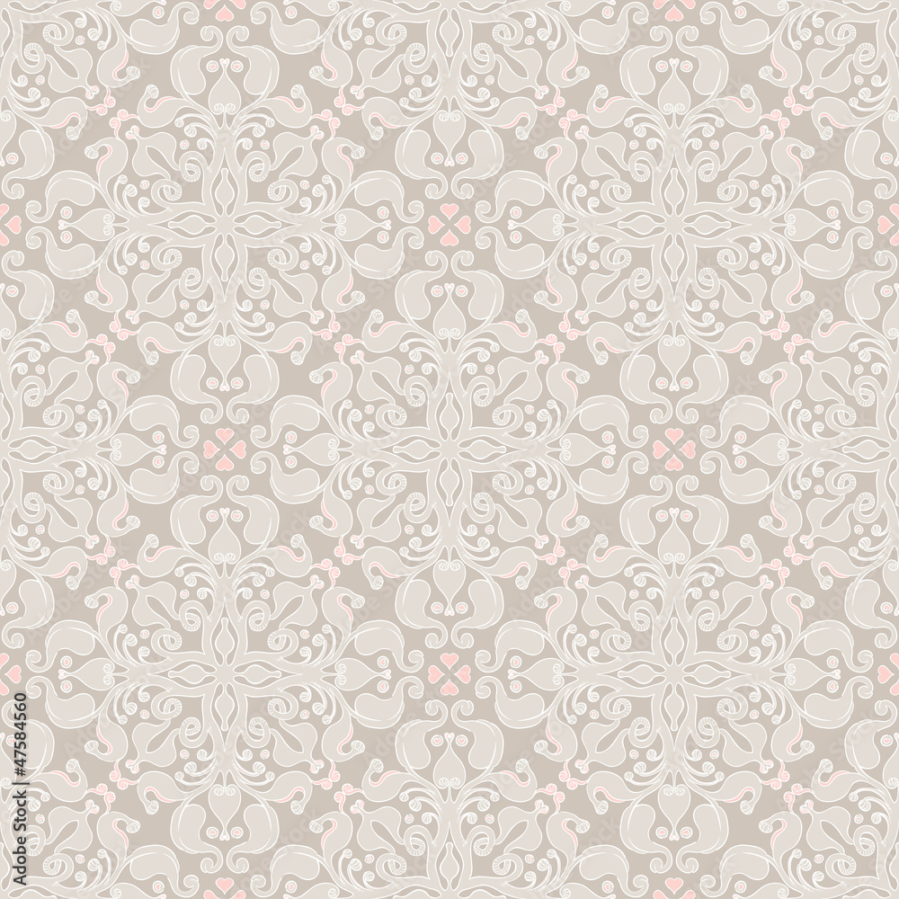 beautiful natural seamless pattern with beige and pink petals