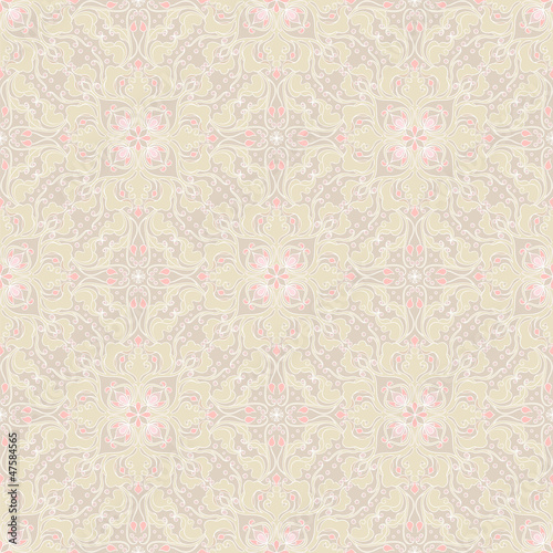 beautiful natural seamless pattern with beige and pink leafs