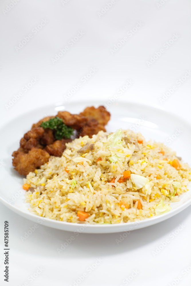 Fried rice and fried chicken Fried rice and fried chicken