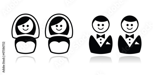 Gay / lesbian wedding  icons set
