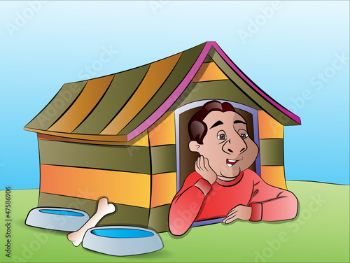 Man in a Dog House, illustration