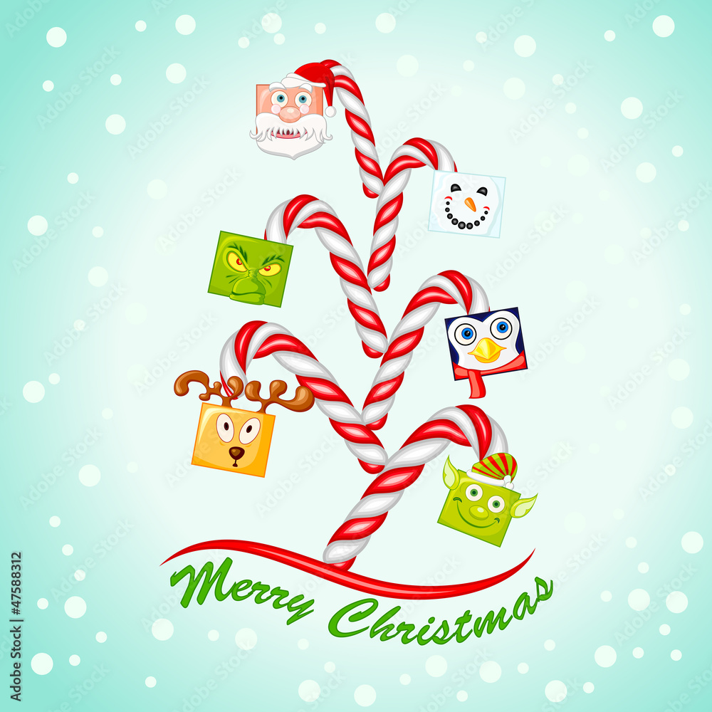 Fototapeta premium vector illustration of funny character forming Christmas tree
