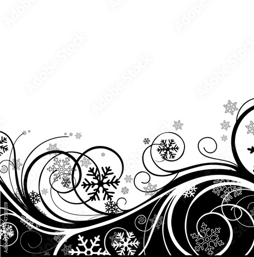 winter floral background with snowflakes