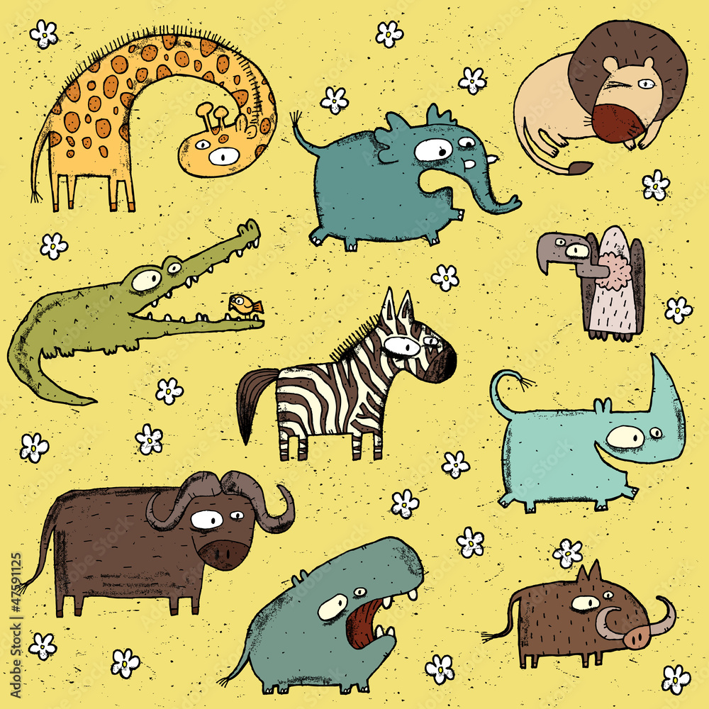 Fototapeta premium Grunge African Animals Collection No. 3