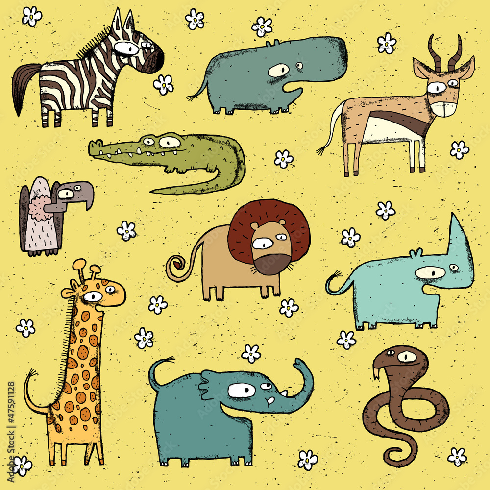 Fototapeta premium Grunge African Animals Collection No. 4