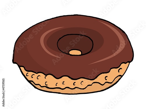 hand drawn, vector illustration of a donut