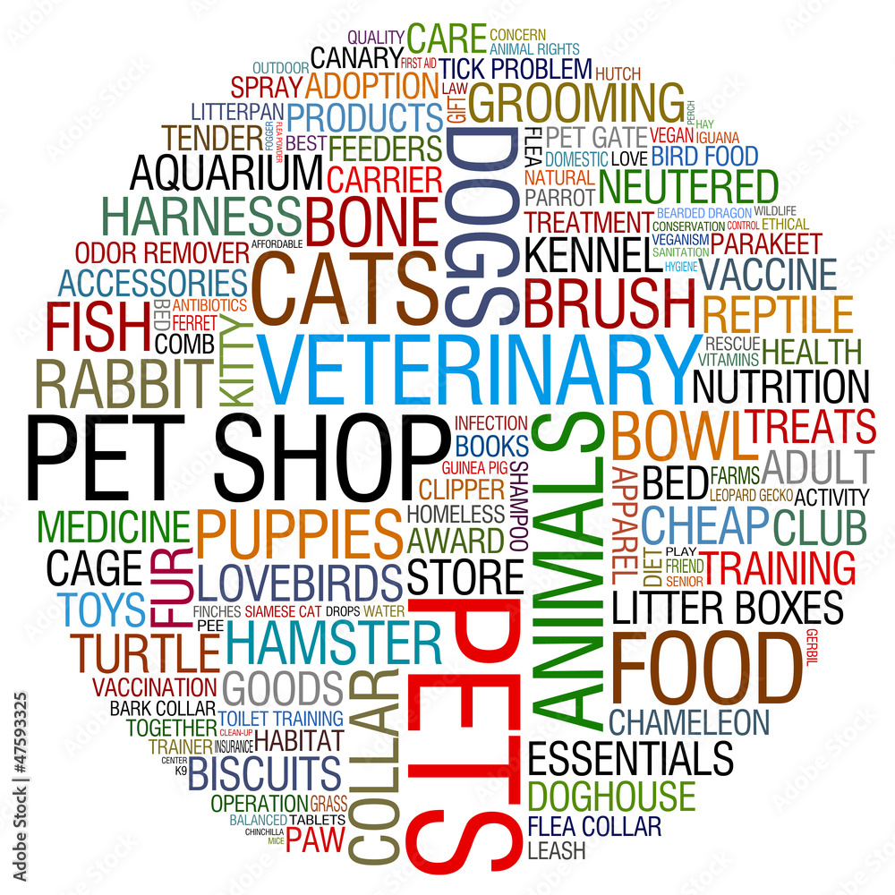 pet shop word collage