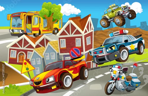 Obraz Pojazdy w mieście, miejski chaos