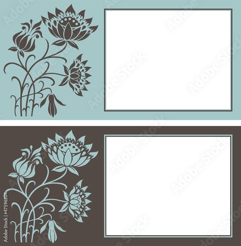 Set of floral wedding invitation cards.